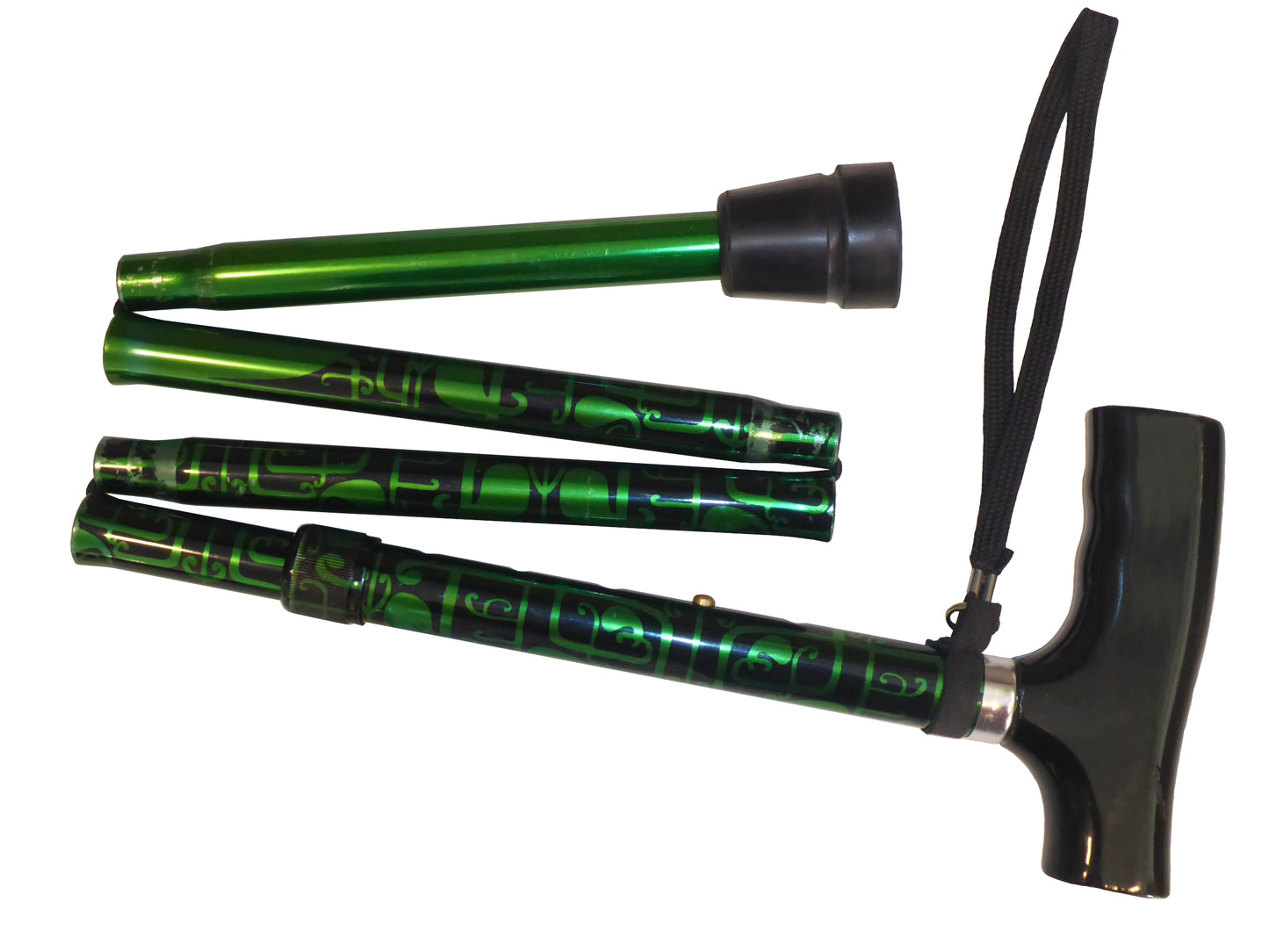 Folding T-Handle Cane green hue