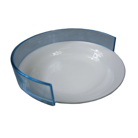 dinner plate with a plastic food spill guard,