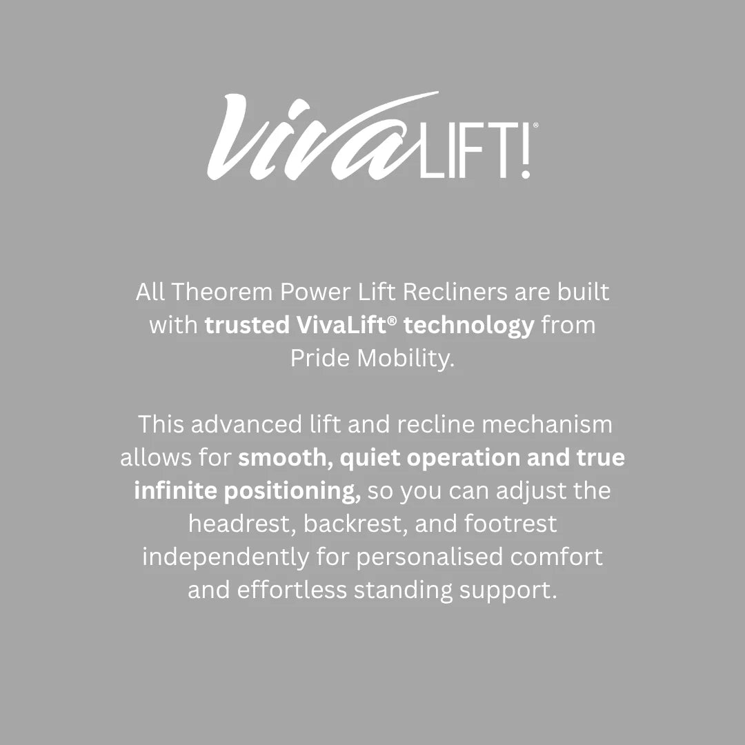 VivaLift advertisement on a gray background with text about their recliner technology.