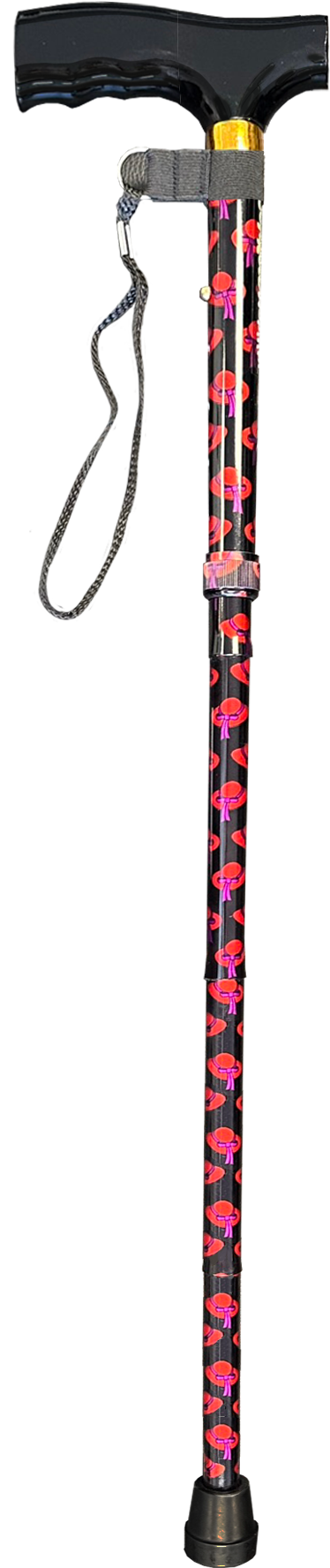 Folding T-Handle Cane red hat