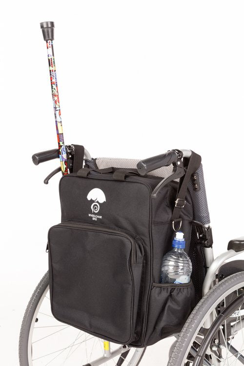 Wheelchair or Small Scooter Bag on wheelchair with walking stick