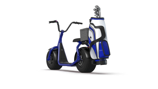 Kaaspeed K1S Fat Tyre Self Balancing E Scooter blue with golf clubs