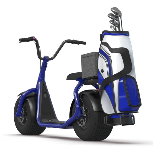 Kaaspeed K1S Fat Tyre Self Balancing E Scooter blue with golf clubs