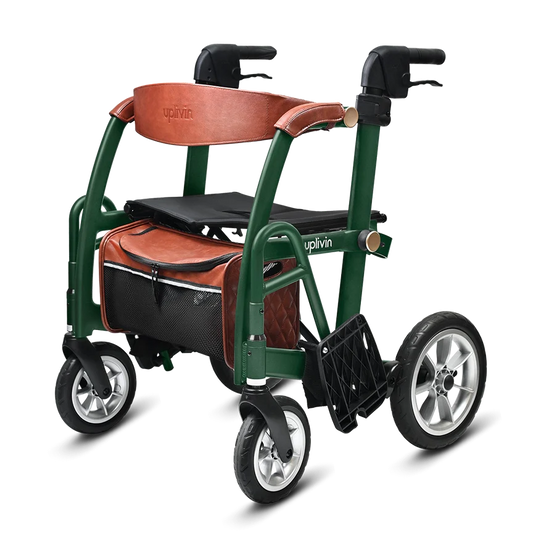 Uplivin Gavo 2-in-1 Walker Wheelchair British Racking Green Walker Mode