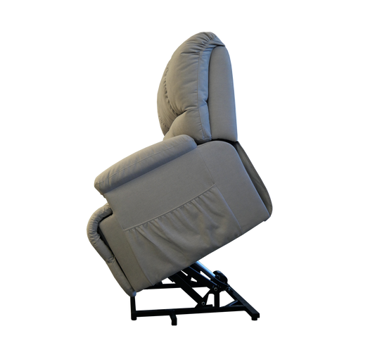 Goldfern Heavy Duty Dual Motor Lift Chair Light Grey Elevated