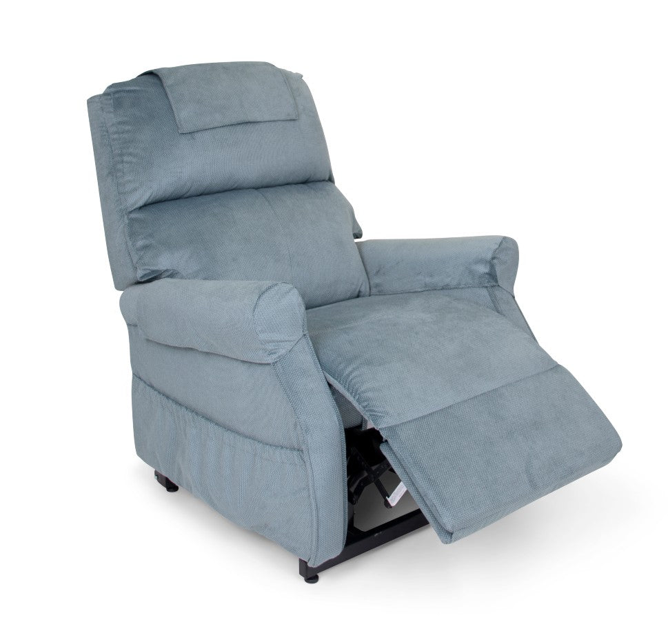 Blue recliner chair on a white background