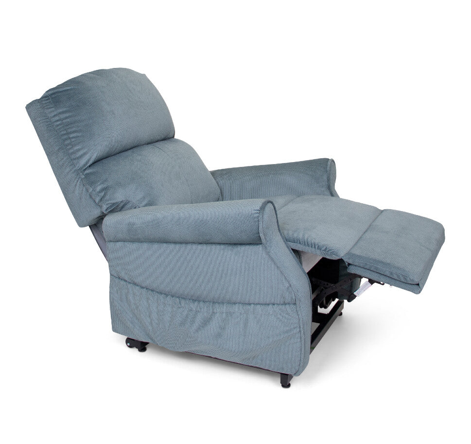 Blue recliner chair on a white background