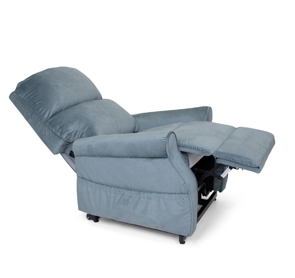 Blue recliner chair on a white background
