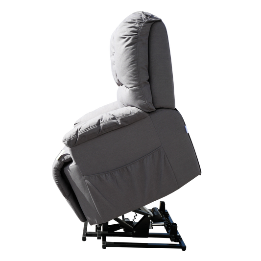 Electric Lift Recliner Chair steel grey side lifted