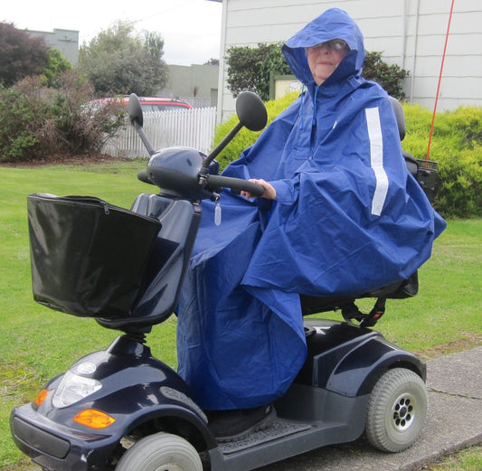 Wet Weather Poncho with rider on scooter