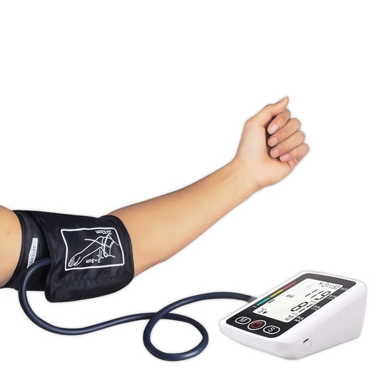 Electronic Blood Pressure Monitor and cuff on arm