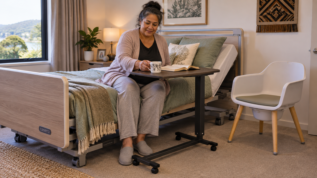 Bedroom Furniture for Home Care: Overbed Tables, Bedside Commodes and Practical Setup