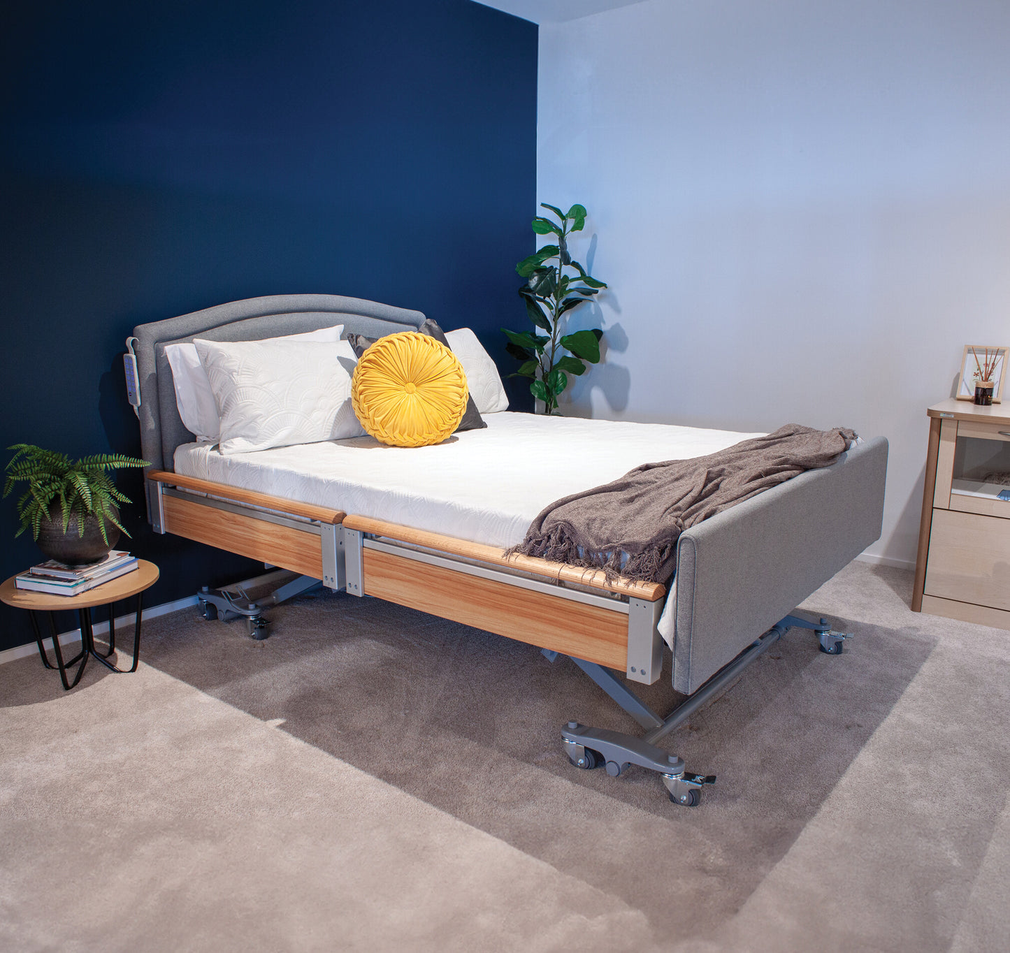 Casero Duo Plus Bed with side rails lowered