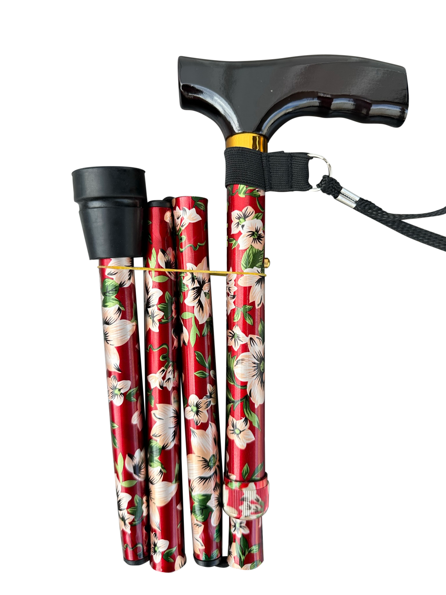 Folding T-Handle Cane floral