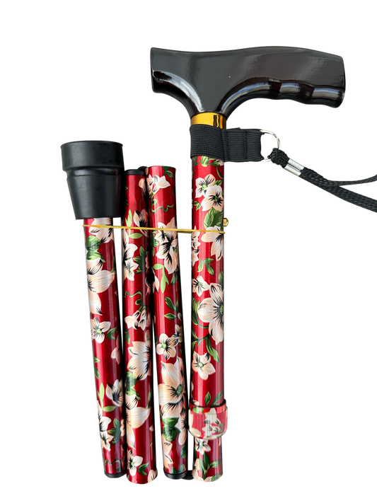 Folding T-Handle Cane floral