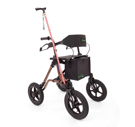 Freiheit XC Outdoor Walking Frame side view with cane