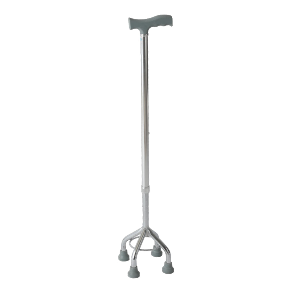 Silver Quad Walking Stick with adjustable height
