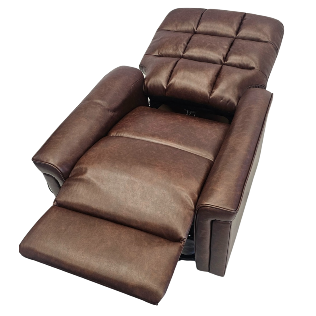 Prestige Electric Reclining Lift Chair - Brown PU fully reclined