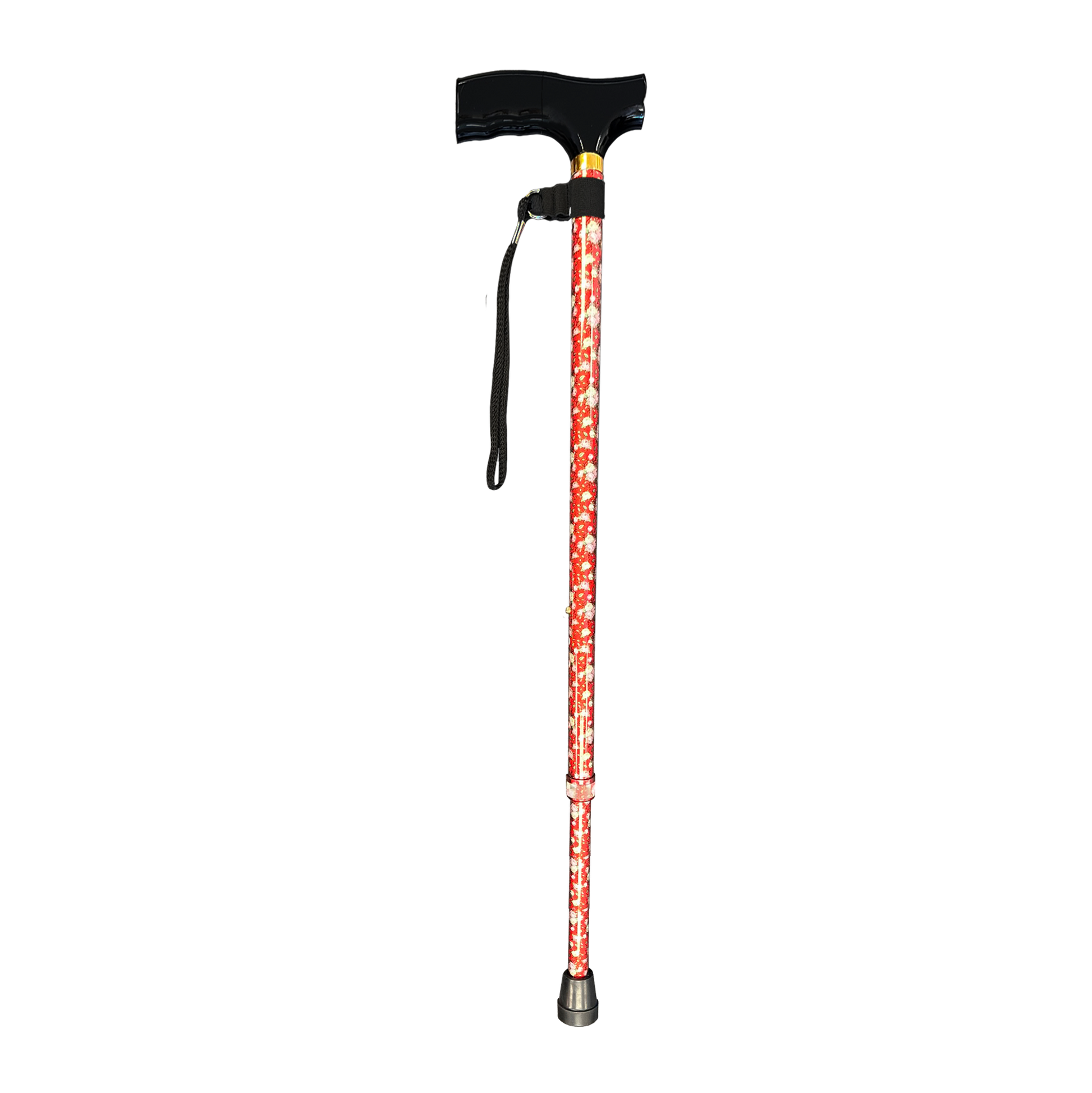 T-Handle Walking Stick Red Rose