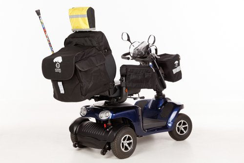 Headrest Cover yellow on scooter with backpack