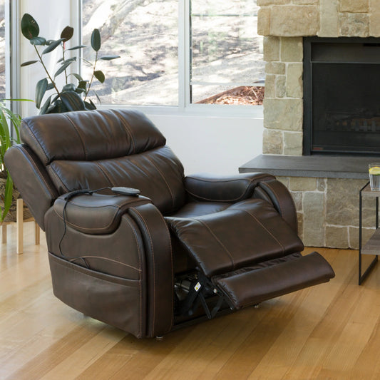Theorem Seagrove Power Lift Recliner Chair Walnut Reclined