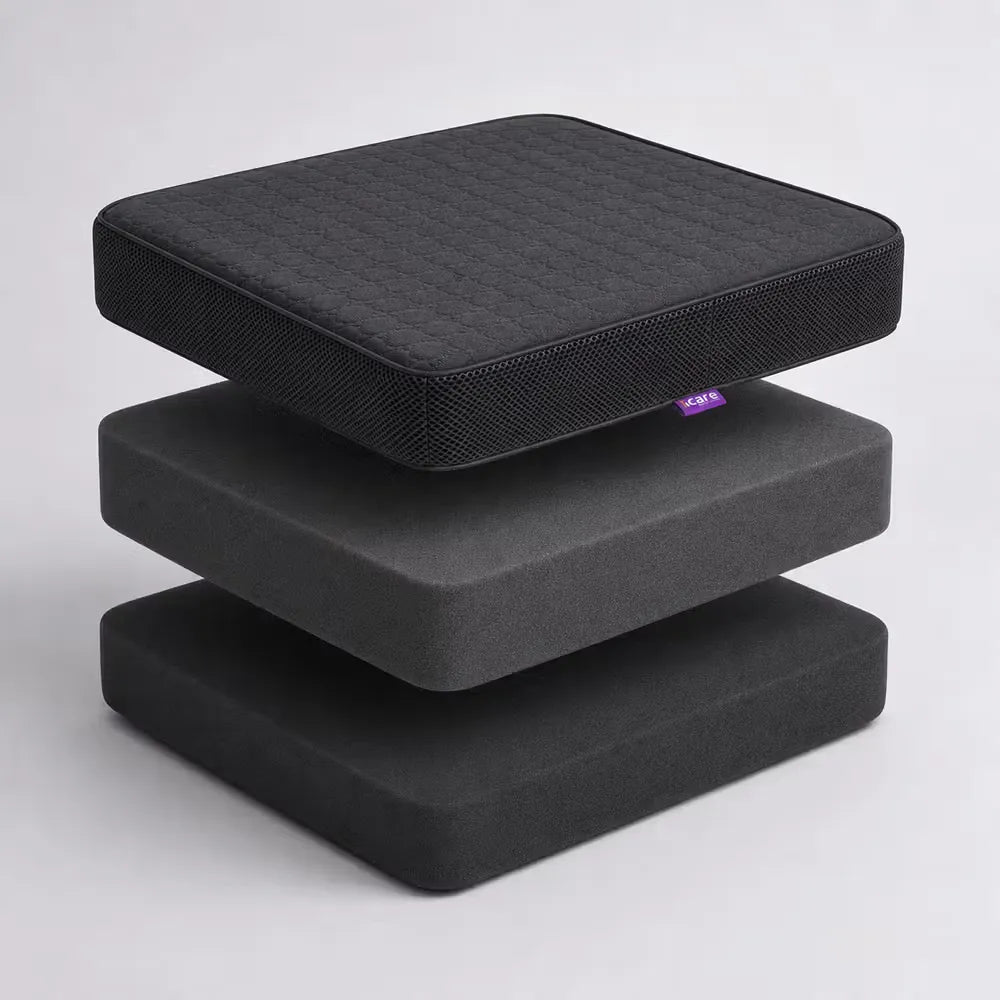 icare Supporta Bariatric Seat Cushion showing three layer design