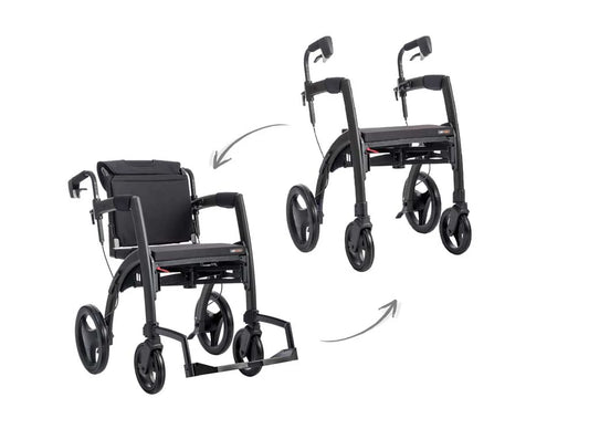 Rollz Motion 2-in-1 Walker Wheelchair showing both modes