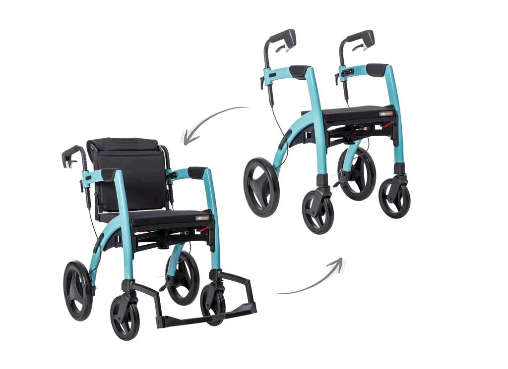 Rollz Motion 2-in-1 Walker Wheelchair Island Blue both Modes