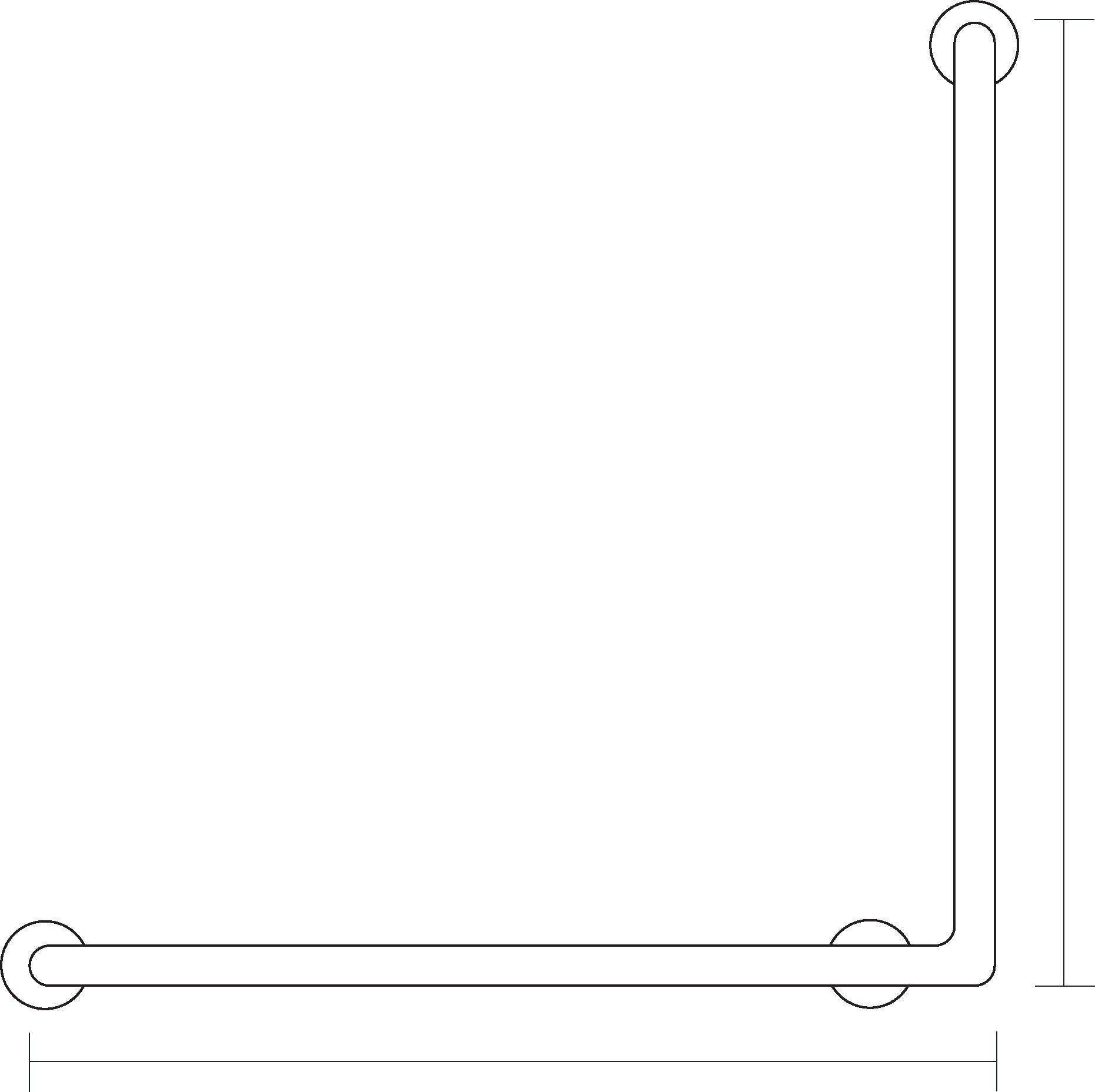 L Shaped Grab Rail dimensions