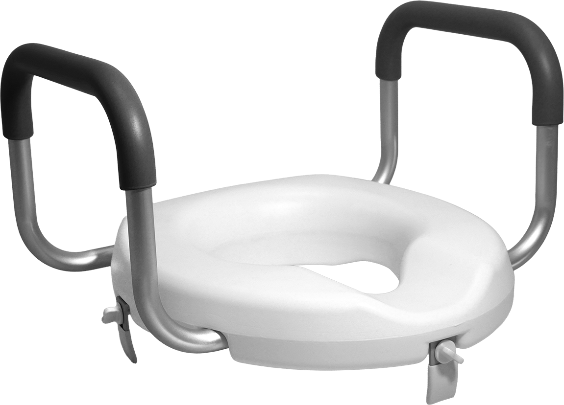 3" Raised Toilet Seat with Arms Quarter View