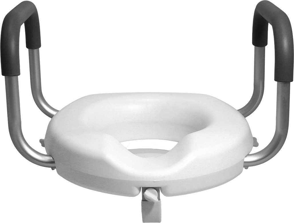 3" Raised Toilet Seat with Arms Front View