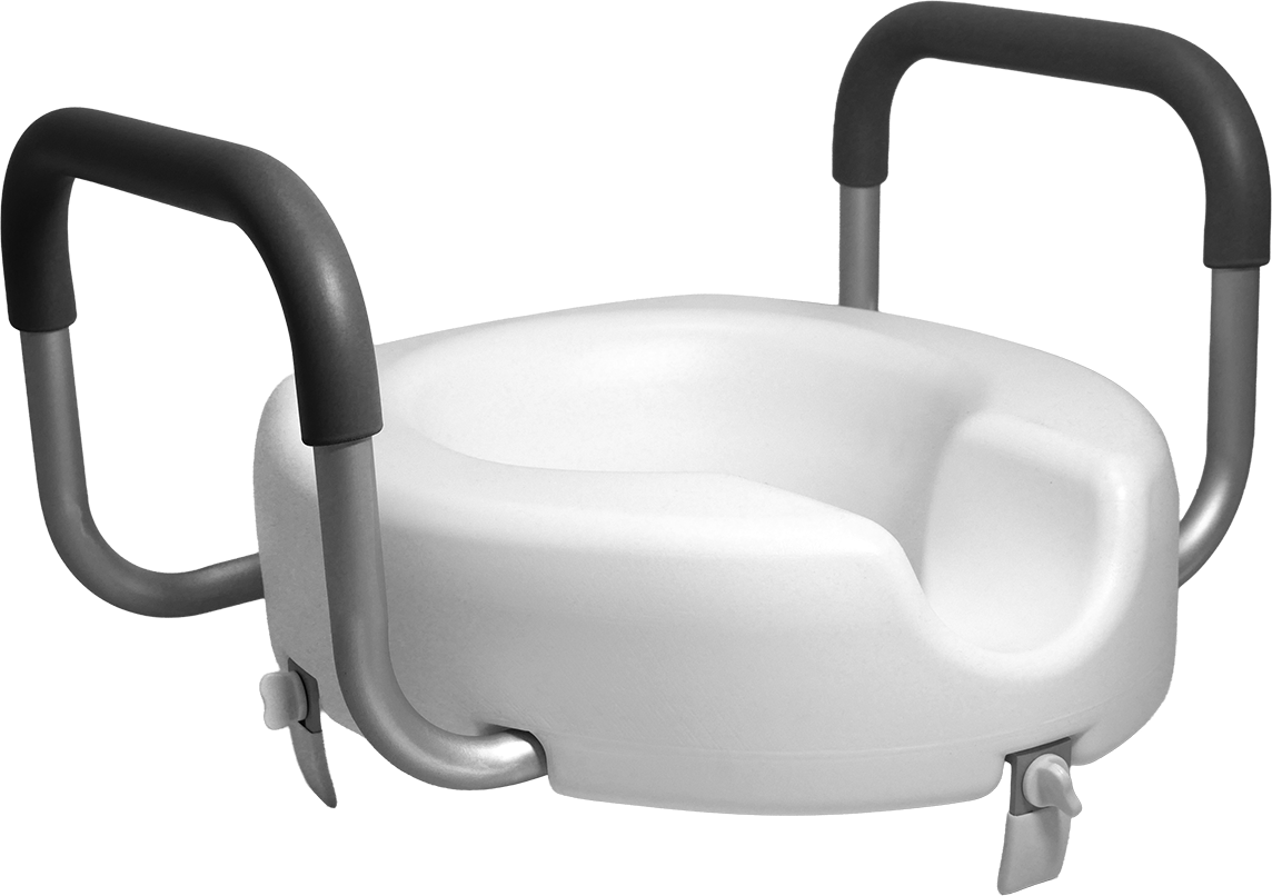 5" Raised Toilet Seat with Arms Quarter View