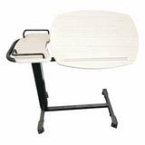 icare Over Bed Table – Low Profile White Ash Tilted