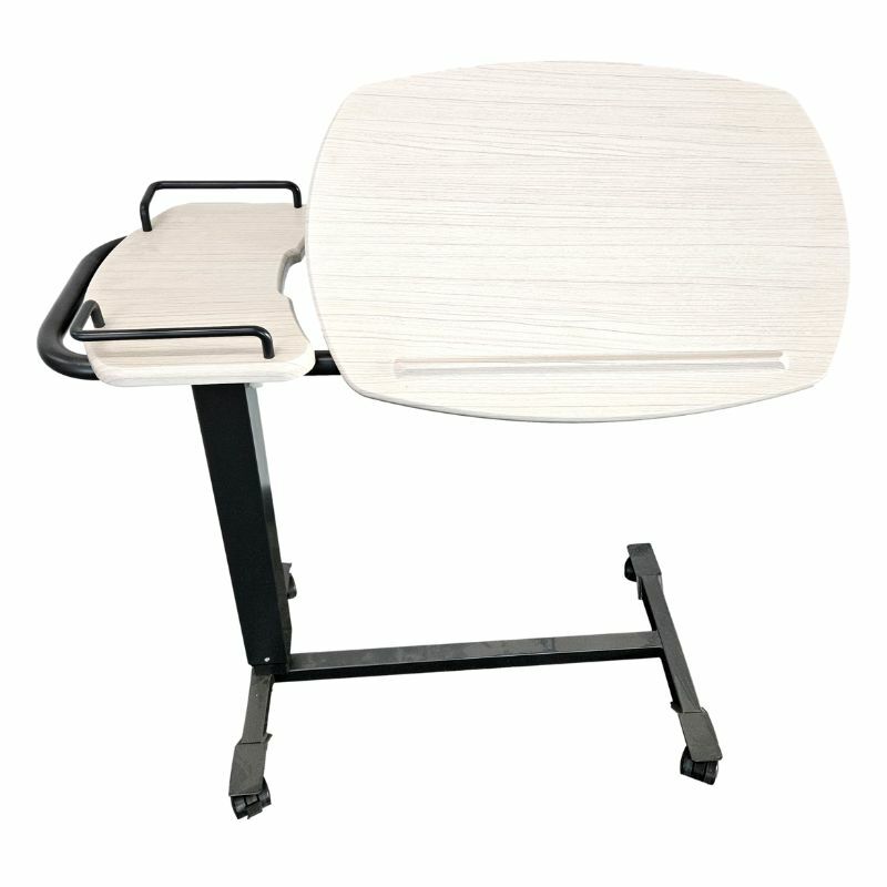icare Over Bed Table – Low Profile White Ash Tilted