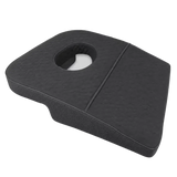 A charcoal icare Supporta Rotator Cuff Recovery Pillow with a circular cutout, shown on a neutral light gray background.