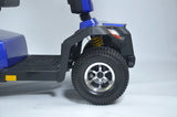 Kiwi 1400 Heavy Duty Sport Mobility Scooter close up front wheels and suspension