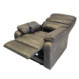 Prestige Electric Reclining Lift Chair - Grey fully reclined flat from fornt