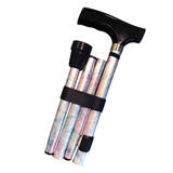 Folding T-Handle Cane pink and silver