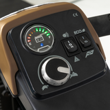 Control panel with gauge and buttons on a Pride Mobility Baja Bandit Mobility Scooter