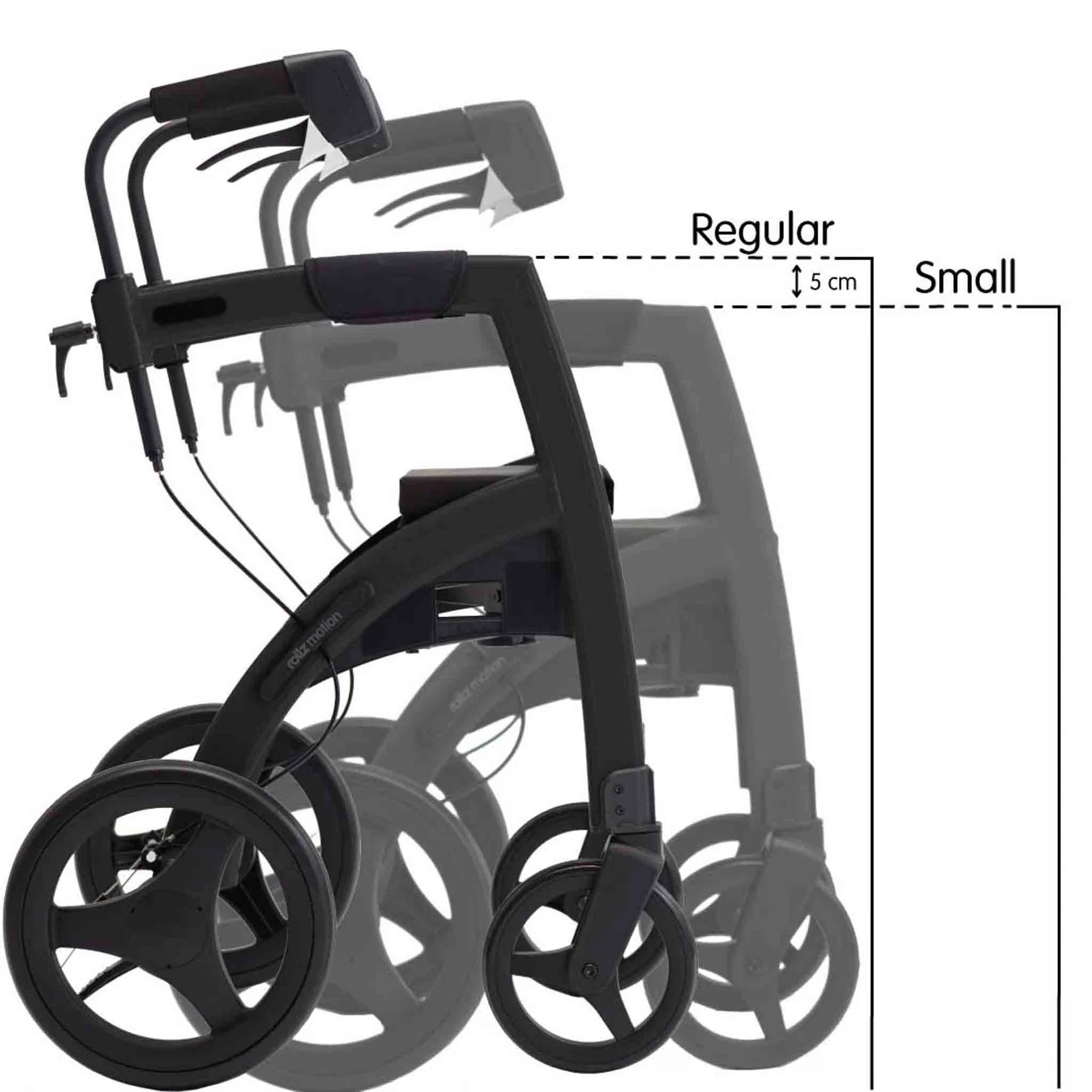 Rollz Motion 2-in-1 Walker Wheelchair Size Difference between regular and Small