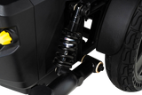 Pride Jazzy EVO 614 HD Active-Trac ATX suspension and drive wheel close-up
