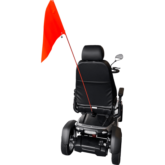 Hi-Viz Scooter Flag on mobility scooter