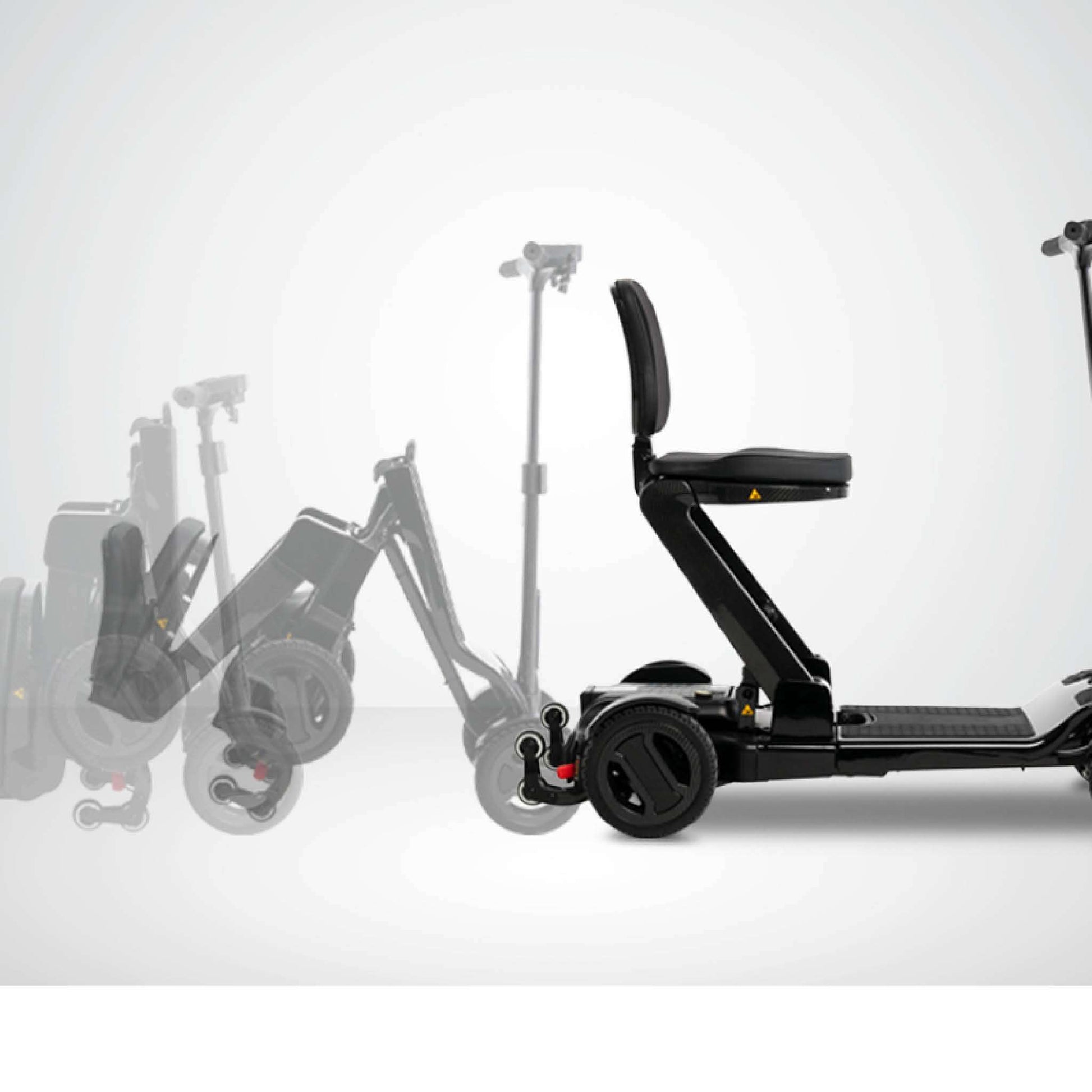 Pride GoGo Carbon Folding Travel Scooter being folded