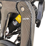 Pride Mobility Jazzy Carbon Ultra Light Powered Wheelchair with 'Carbon Fibre' label on a white background