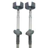 Pair of gray anatomical crutches on a white background