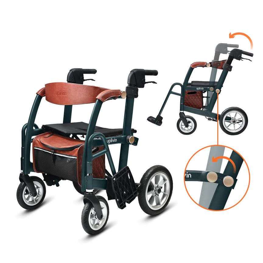 Uplivin Gavo 2-in-1 Walker Wheelchair British Racing Green 2 Views