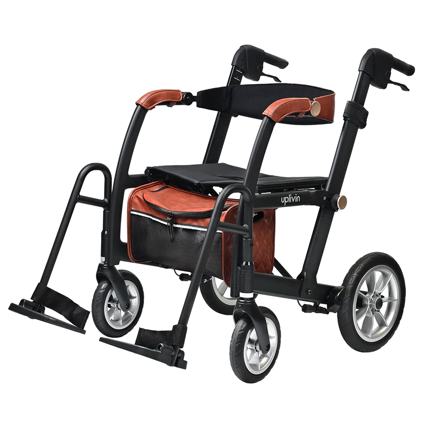 Uplivin Gavo 2-in-1 Walker Wheelchair Black Wheel Chair Mode