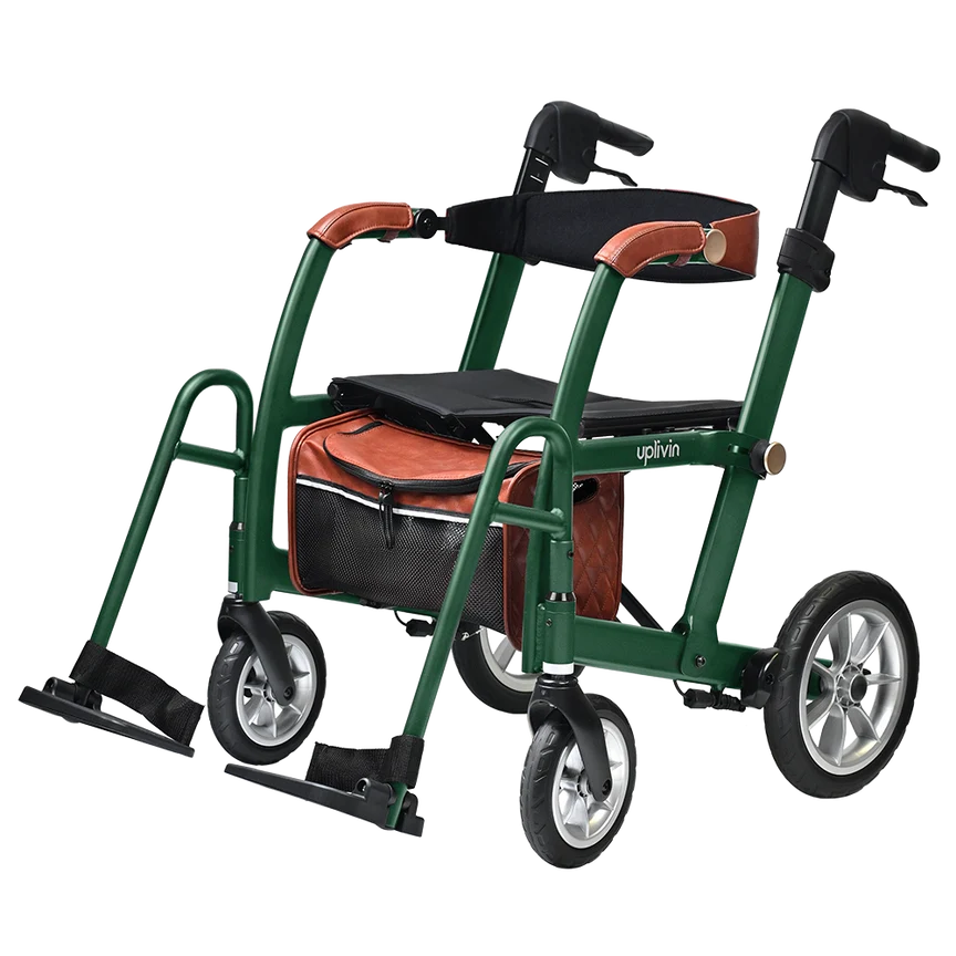 Uplivin Gavo 2-in-1 Walker Wheelchair  British Racing Green Wheelchair mode