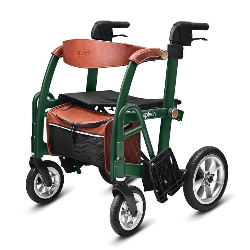 Uplivin Gavo 2-in-1 Walker Wheelchair  British Racking Green Walker Mode