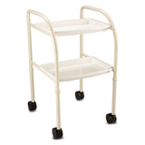 White Chevron Multi-Tray Trolley with two shelves on a white background